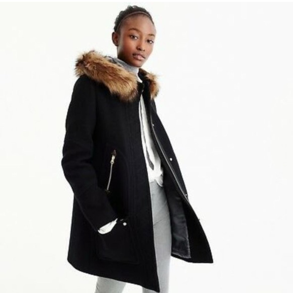 J.Crew Chateau Parka Stadium Cloth by NELLO GORI Black Size 8